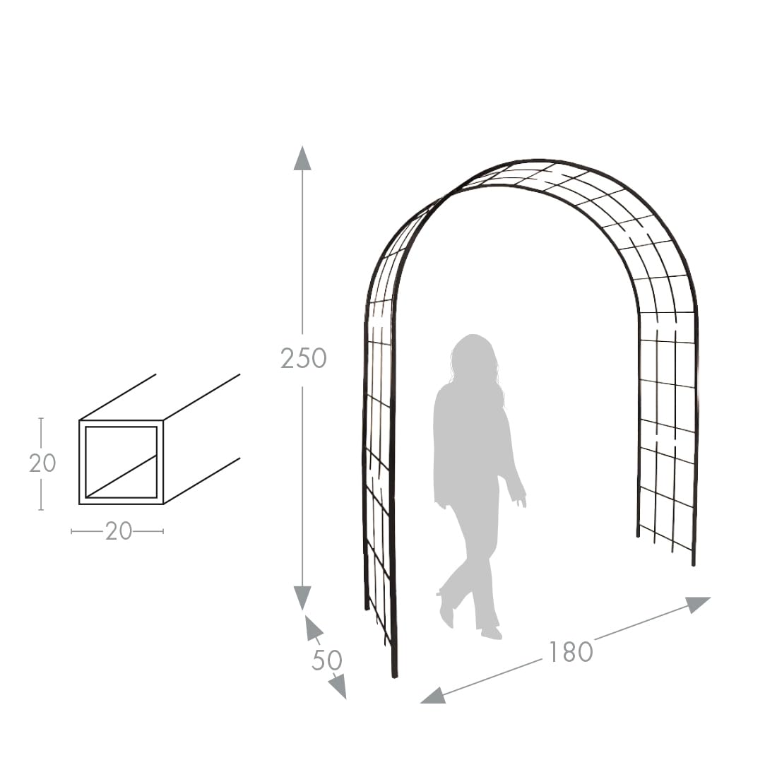 Louis Moulin 3006 Arche pour Plantes Grimpantes Métal Fer Vieilli 180 x 50 x 250 cm
