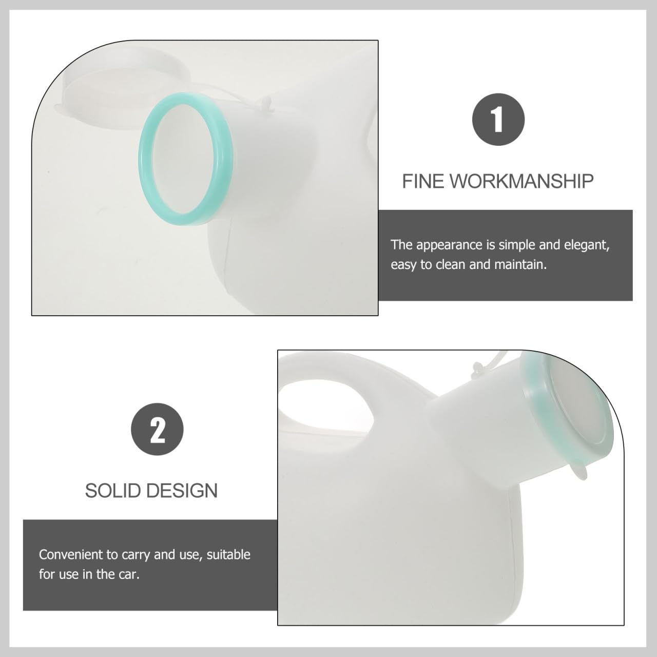 Garneck Orinal Portátil para Hombres 2000Ml Botella para Orinar Tapa Hermética Urinario Grande de Plástico para Viajes Camping y Suministros para Pacientes