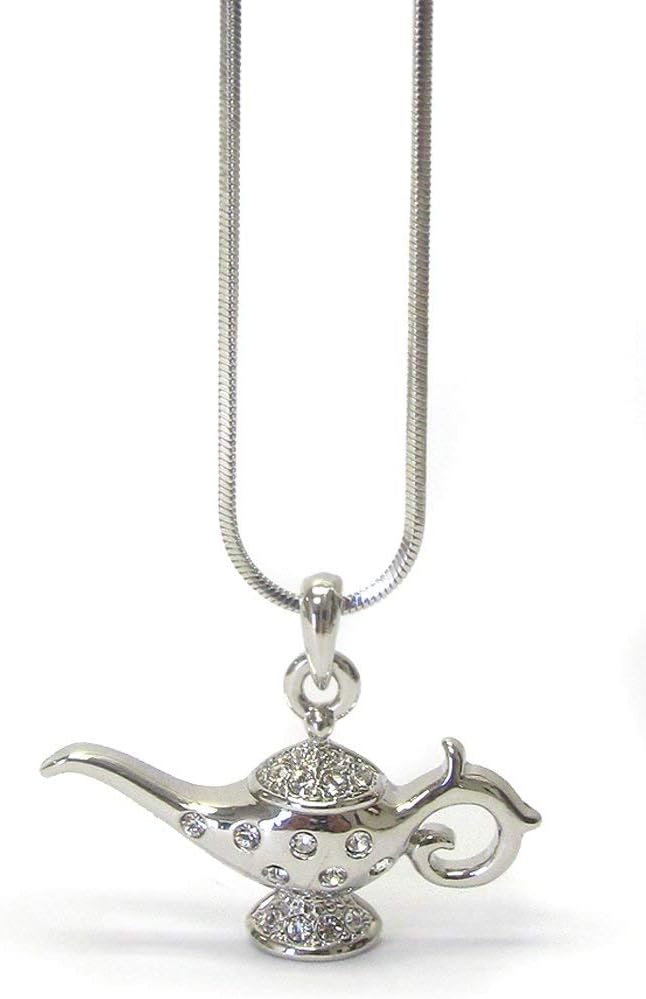 Crystal Aladdin Genie Magic Lamp Pendant Necklace