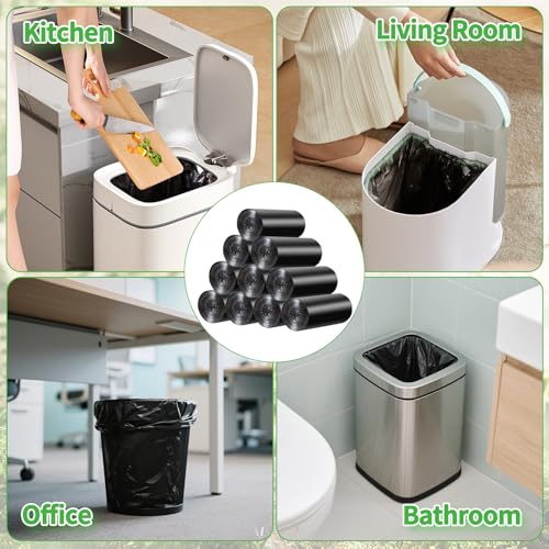 Image of 200 Count Small Trash Bags for 5-Gallon Trash Cans, Thick Pre-separated Garbage Bags,Mini Wastebasket can Liners for Bathroom Bedroom Office(Black)