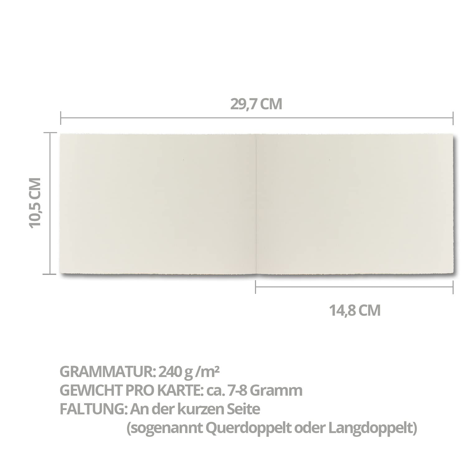 NEUSER PAPIER 300 x kartki składane DIN A6 w stylu vintage, papier czerpany, 105 x 148 mm – podwójne, naturalna biel 240 g/m² – powierzchnia Vellum – kartki z papieru czerpanego