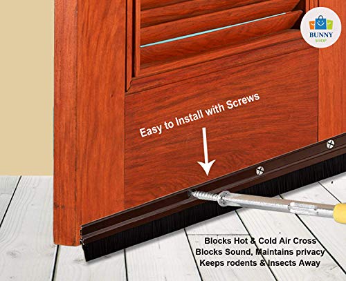 Image of Bunny Shop Door Bottom Seal (92cm /36.2 inch) Aluminium Plate with Black Rubber, 3 feet Length with Screw (Bottom Seal)(Brown Color)