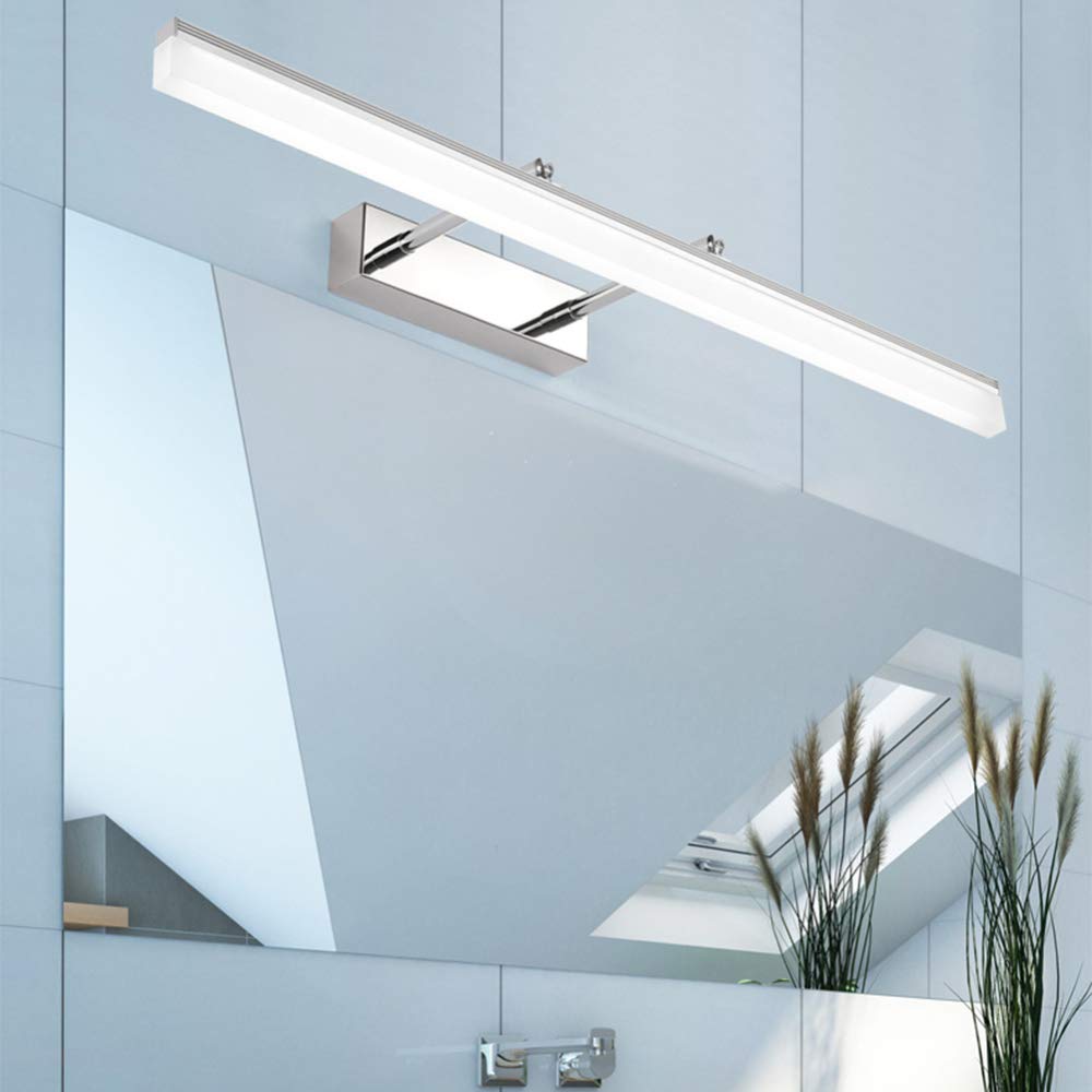 LED Spiegellampen Teleskop 180° Verstellbar Badezimmerschrankleuchte Wasserdicht Edelstahl Wandmontage Make-up-Beleuchtung,Chrome+CoolWhite-50cm