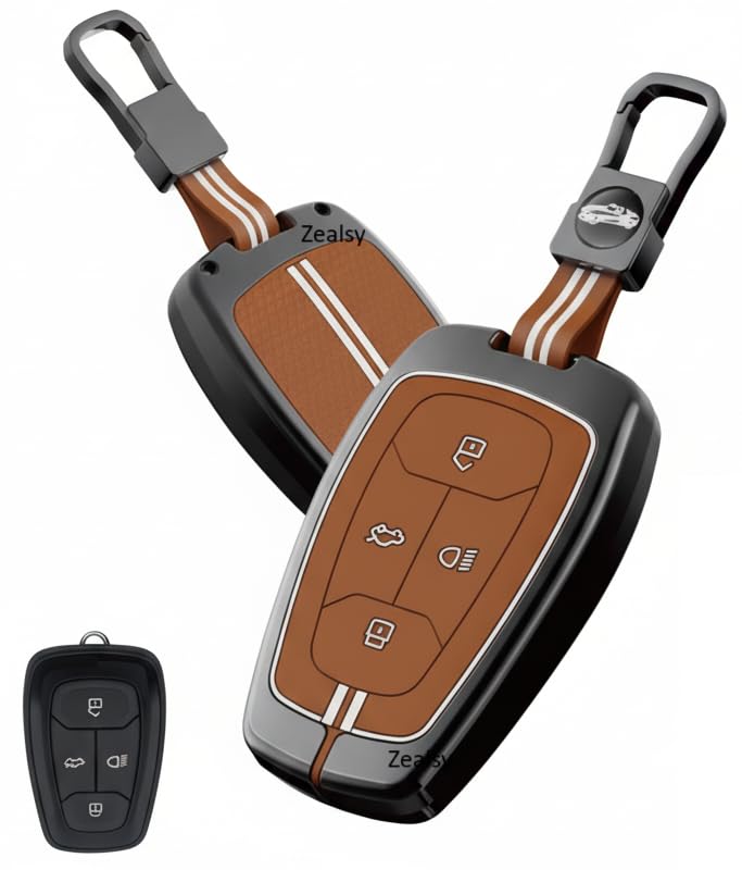 Image of Car Key Cover Compatible with Tata Nexon | Harrier | Safari | Altroz | Tigor | EV | Punch | Tiago EV Electric 4 Button Smart Key Only