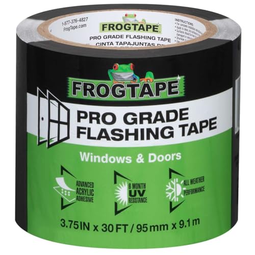 Image of FrogTape Pro Grade Flashing Tape for Windows & Doors, Black, 3.75 in Width