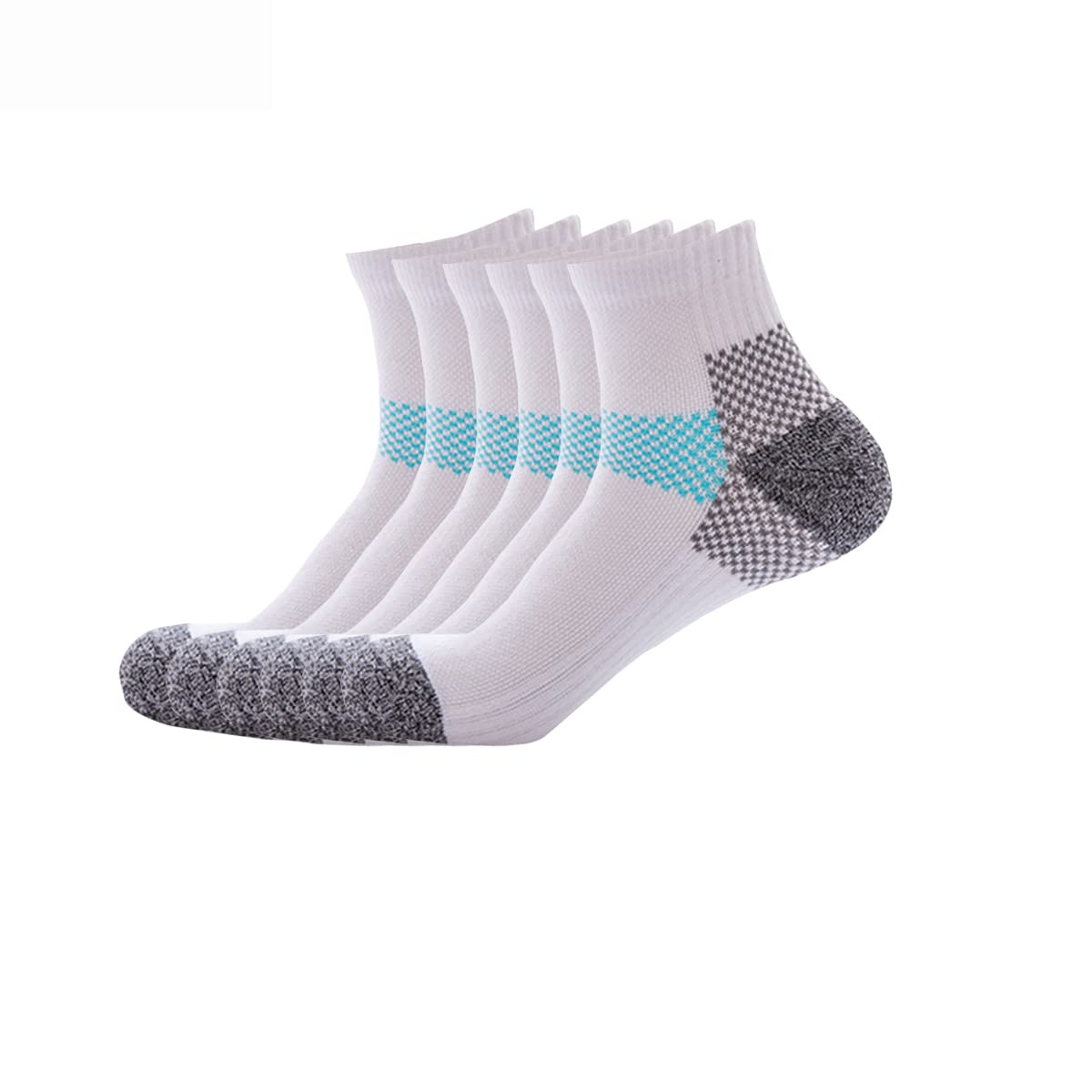 Herrensocken, 6 Paar, Anti-Blasen, gepolstert, atmungsaktiv, Laufsocken, Baumwolle, Sportsocken, Sportsocken, weiß, 6-8
