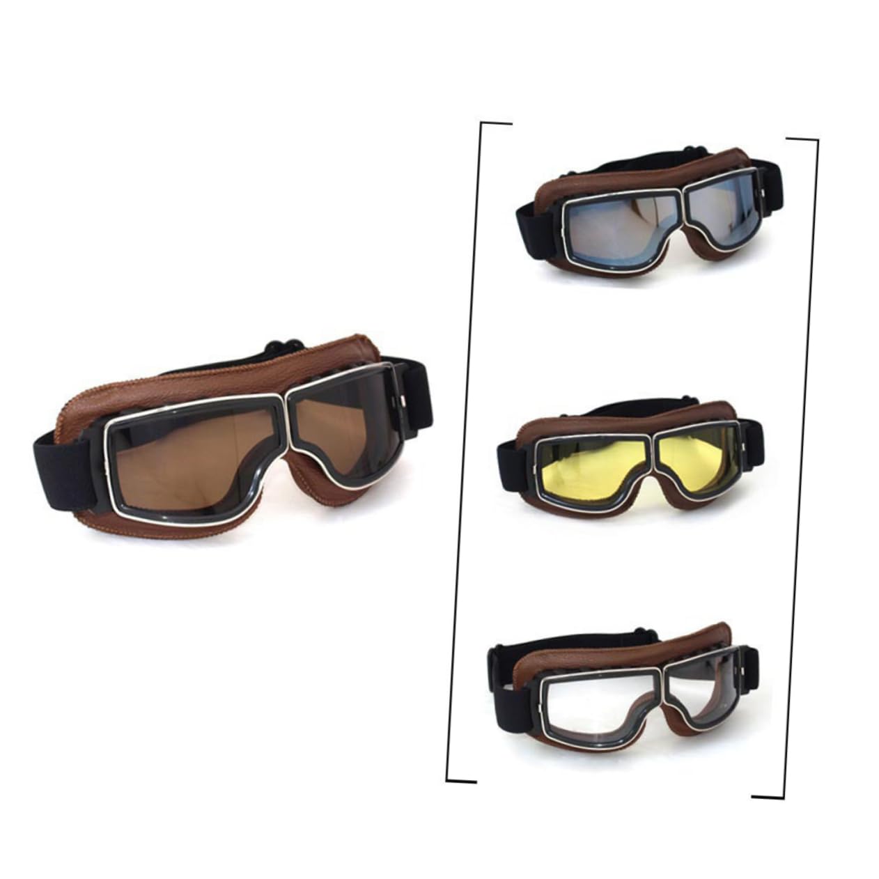 BESPORTBLE Riding for Skiing Snowboarding and Motorcycling -fog Lenses Elastic Band Comfortable High-density Sponge Brown Frame Transparent Lens