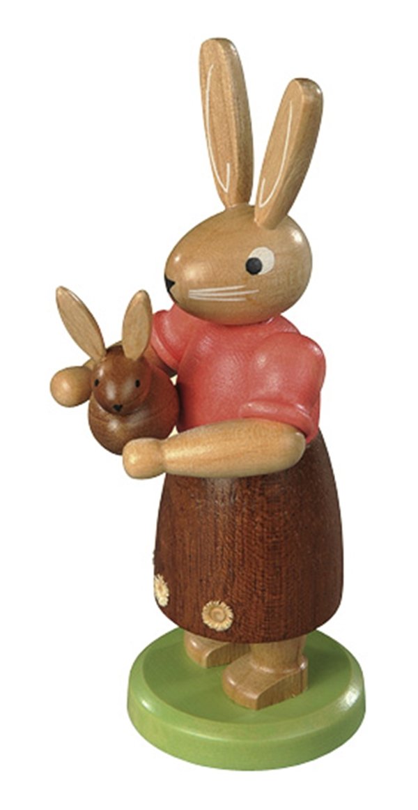 Maman de Lapin avec l'enfant vitré pour décoration de Pâques