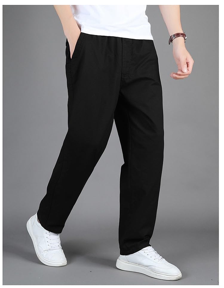 Puliam Mens Stretch Pants, Flex Fit Zipper-Pocket Durable Pants Men's Stretch Cargo with Elastic Waist4