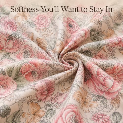 Image of BSB HOME 240 TC Cotton King Size Bedsheet, Premium Soft Breathable Floral Printed Double Bed Sheet, Bed Cover for Bedroom, Durable Bedding, 90 x 100 Inches (229 x 254 cm) - Warm Cream