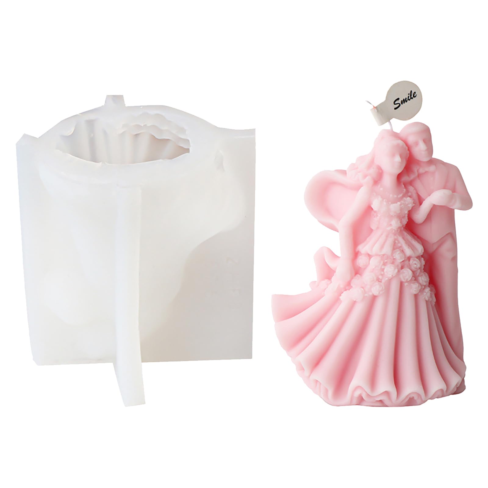 NEWFT Wedding Couple Candle Silicone Mold Plaster Soap Resin Mould Cake Chocolate Baking Tool for Enthusiasts