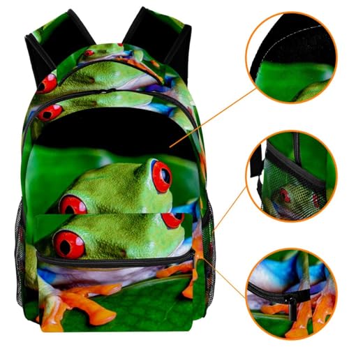 Sac à dos d'école vert grenouille original et grand format multicolore - 3