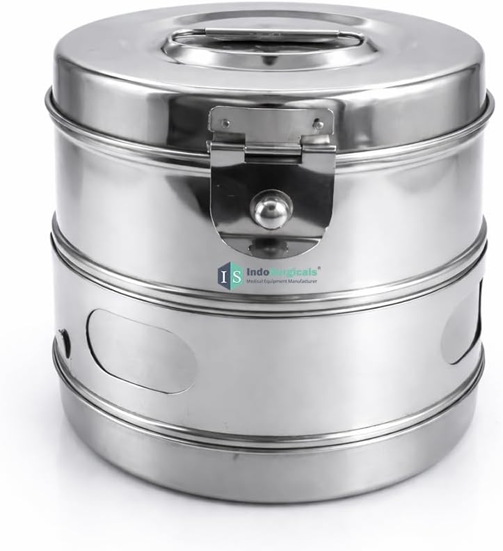 - IS IndoSurgicals Stainless Steel Dressing Drums, 6" X 6"