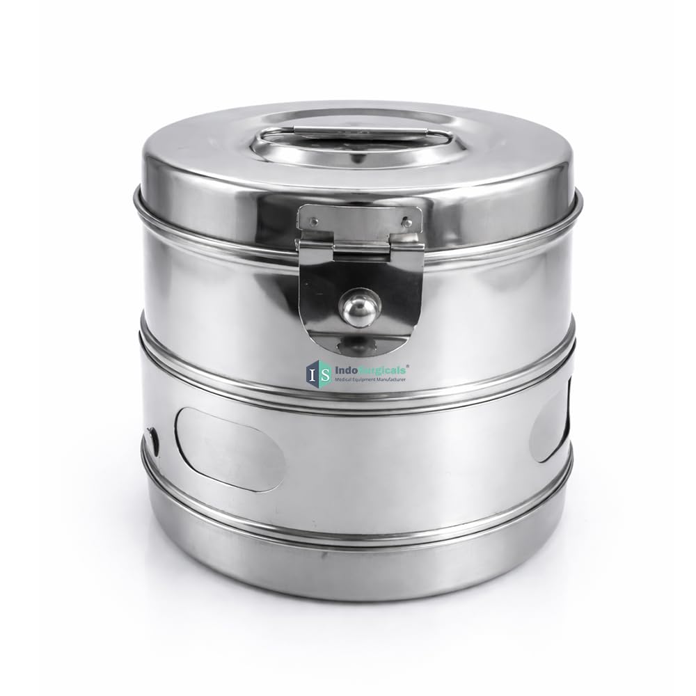 IS IndoSurgicals Stainless Steel Dressing Drums, 6" X 6"