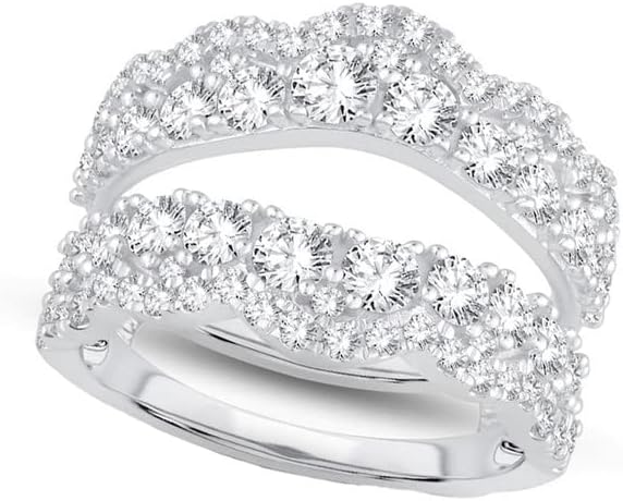 1.89 Ct Round Cut Moissanite 14K White Gold Over Double Guard Enhancer Ring For Women's