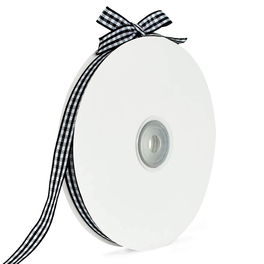 Weiß-schwarzes Gingham-Band, 9,5 Mm X 45,7 M – Kariertes Geschenkband Für Basteln, Dekoration & Mehr
