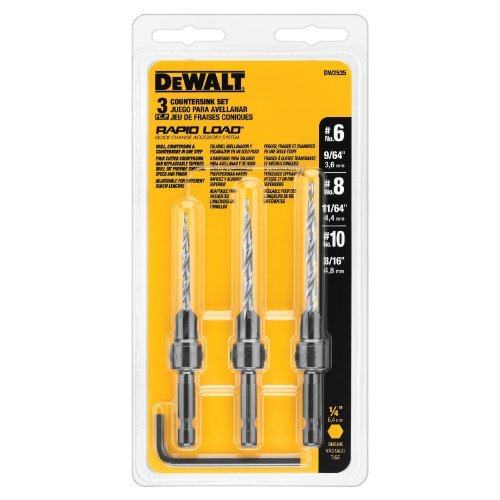 Dewalt Countersink Bits Set - High Speed Steel, 2 Flute, for Wood, Metal - 6 Count