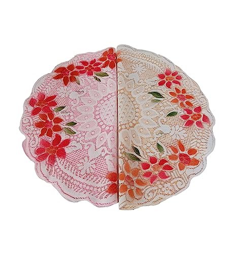 Nimmi Decor of Pooja Thali Flower Design Thal Posh Plate Cover Combo of 2