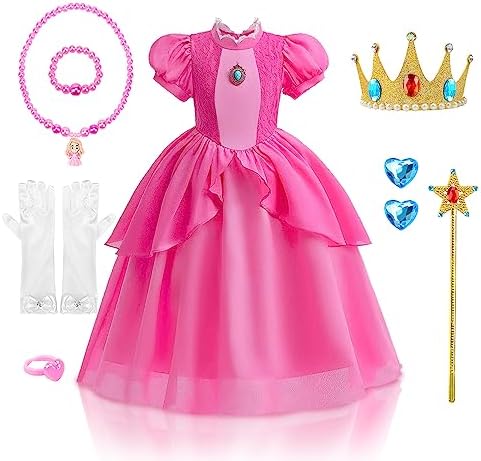 Het Betere Merk - Prinsessen Verkleedkleding - Prinses Speelgoed Rapunzel Vlecht Paarse Handschoenen Toverstaf Tiara Kroon Speelgoed Meisjes