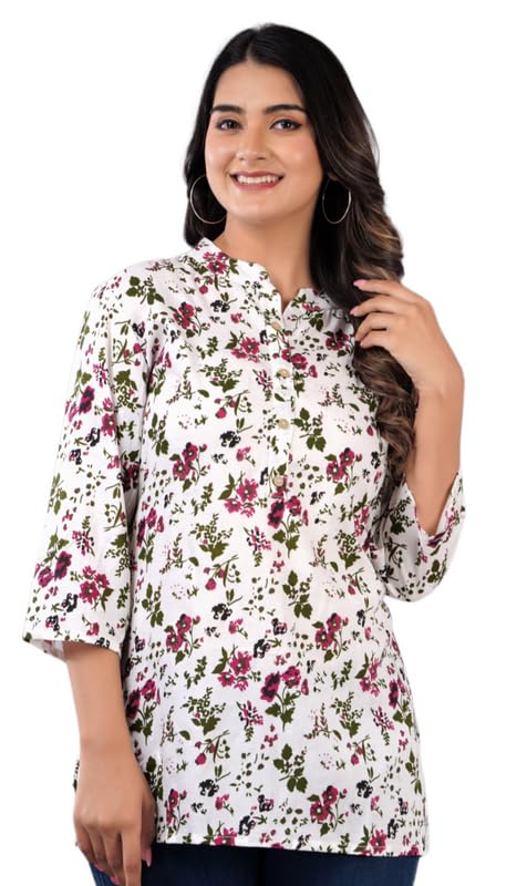 Image of Jikonet Women's Printed Rayon Straight Short Kurti