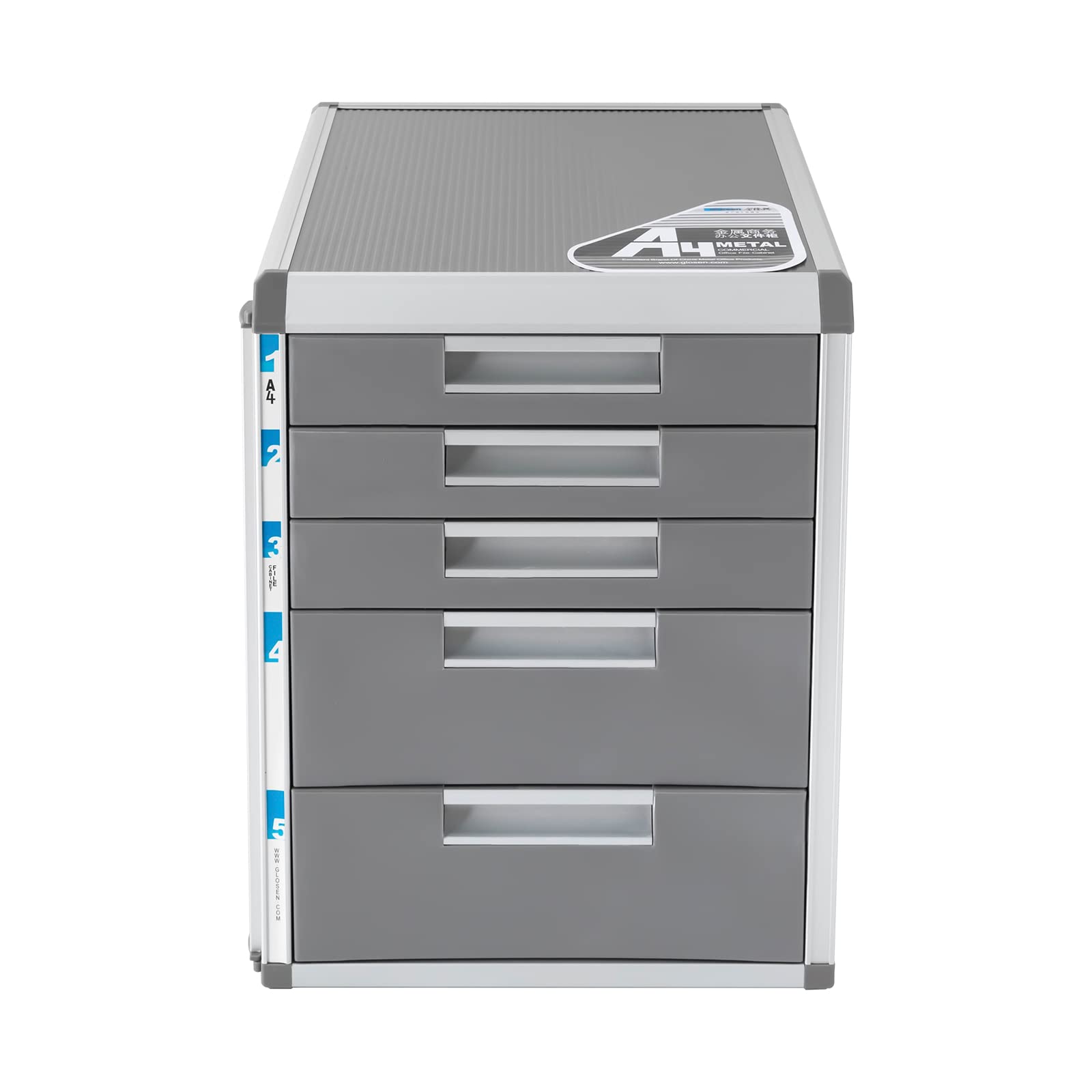 Cajas de cajones, caja de metal con cerradura con 5 compartimentos, caja de almacenamiento para cajones de escritorio, 31,5 x 35 x 40,5 cm