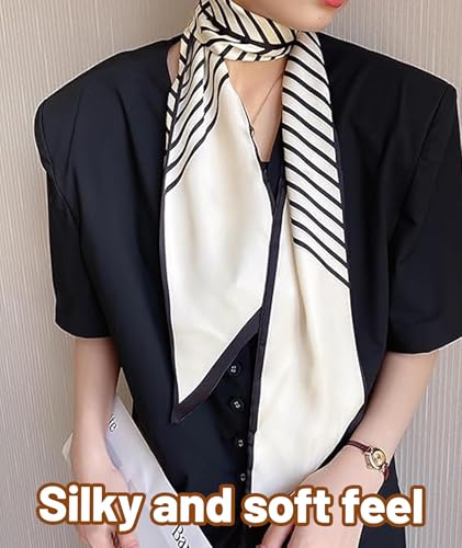 Image of 2Pcs Satin Scarf, Scarf for Women Stylish, Silk Scarves for Women 70x70cm, Satin Hair Scarf for Women, Elegant Head Scarf for Office, Travel, Casual Wear