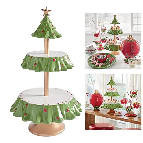 Harilla Resin Christmas Tree Cake Stand Tableware Candy Plate Double Layer Dessert Decor For Weddings Parties Holidays Festivals #TOP5