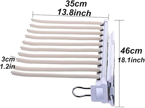 Single-row Wardrobe Organizer Storage Rack Push-pull Hanger for Storing 10 Pants Trousers Jeans Scarf,SGS Certified Damped Sliding Rail-White Decoration