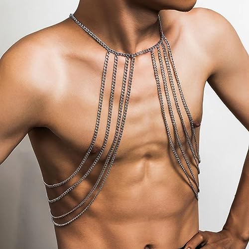 Body Chest Belt for Men Adjustable Leather Belts with Buckles Rave Costume Sexy Punk Chest Belt Clubwear Costume4