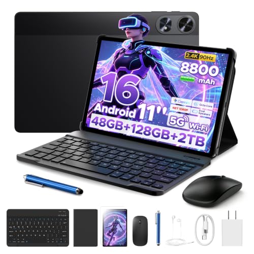 Image of P11 Pro 11 Inch Tablet with Android 16 & Gemini AI, 48GB RAM+128GB ROM /2TB, T7250 Octa-Core, 8800mAh /18W, 120Hz, 5MP+13MP, GPS, FM, Face ID,OTG,5G WiFi, Tablet with Keyboard Stylus