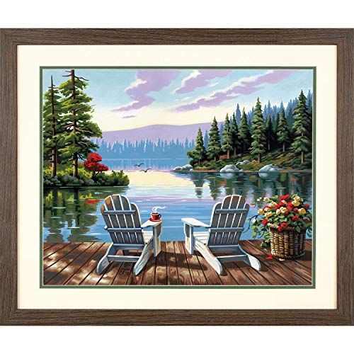 Image of Dimensions PaintWorks Paint by Numbers Kit for Adults and Kids, Lakeside Morning, 20'' x 16''