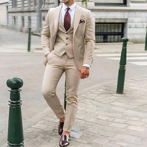Suits for Men 3Piece Slim Fit Suit Two Button Solid Jacket Blazer Vest Pants Business Formal Suits4