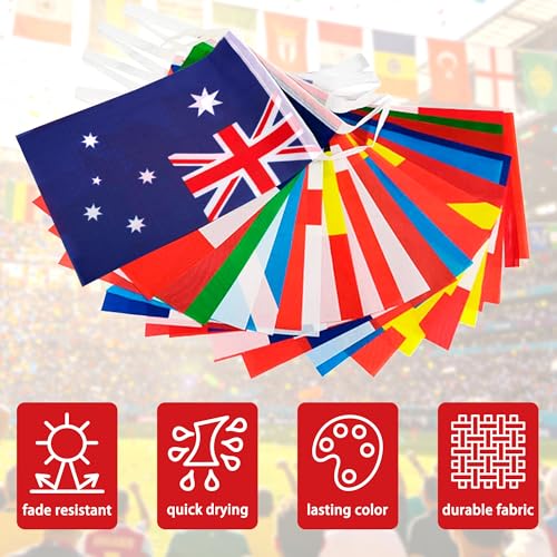 Image of 2026 World Cup Flag Banner, 48 Countries International Bunting, Soccer Tournament National String Pennant for Sports Bar, Club, Home Garden, Party Decorations, Banderas del Mundial (5.5 inch x 8.3 inch-45 ft)