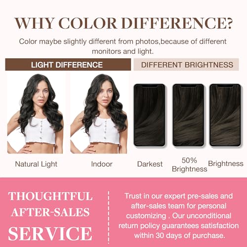 Image of GOO GOO Clip in Hair Extensions Real Human Hair, Remy Human Hair Extensions Clip ins for Women, Natural Human Hair, 22inch 150g 7Pcs, 1C Mocha Brown