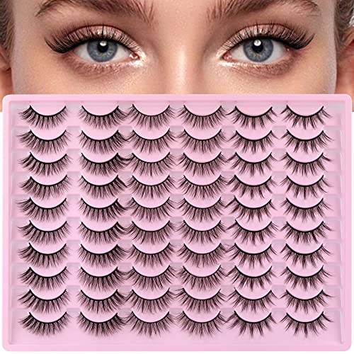 ALICE False Eyelashes Natural Lashes Mink Faux 30 Pairs Wholesale Eyelashes 3 Styles Wispy Strip Lashes 5D Curl Volume Fake Eye Lashes Pack Bulk
