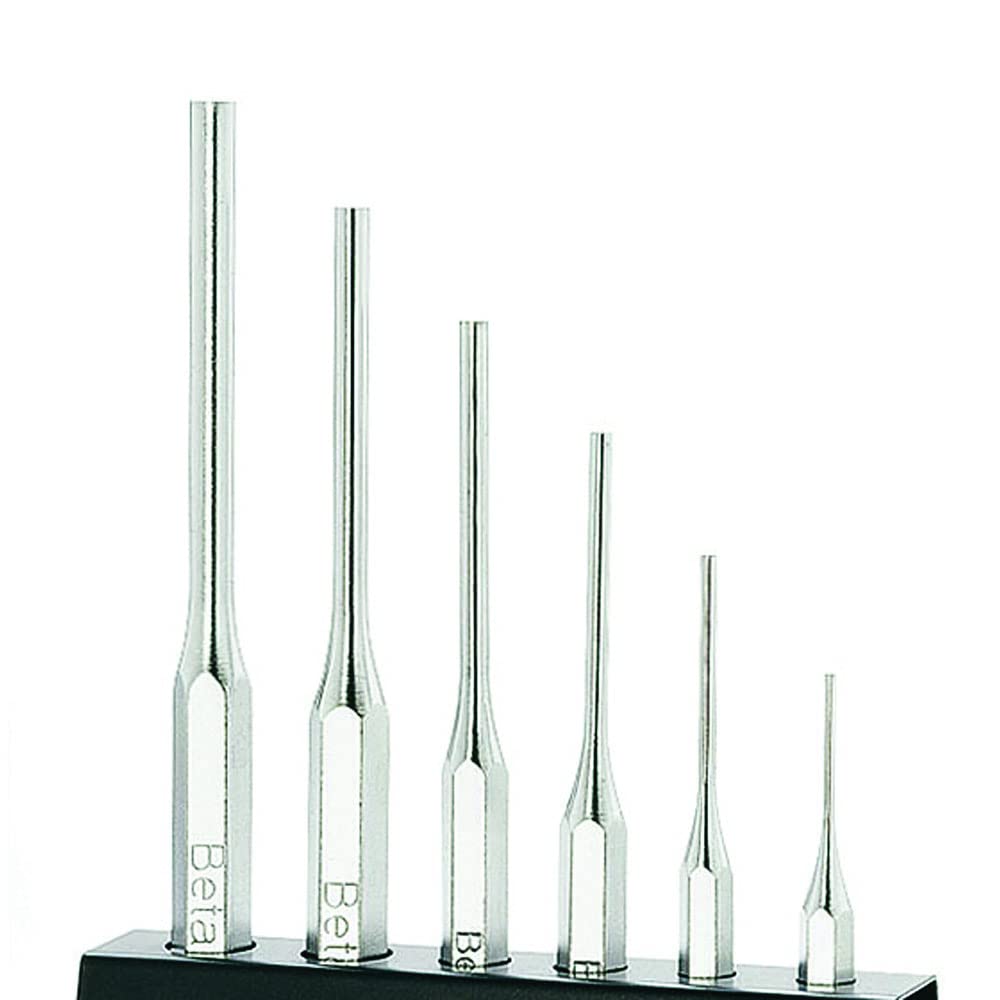 BETA - Set 6 Cacciaspine Professionali con Supporto Portautensili, Serie Punzonatori per Estrazione Spine e Perni Officina Meccanica Manutenzione Tecnica Acciaio Temprato, 31/SP6