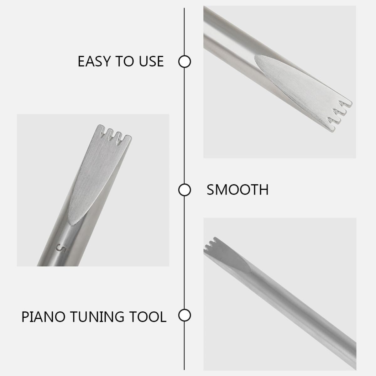 GALPADA Calibrador de Herramienta Profesional de Metal Plata Doble Extremo de Afinación y Reparación Precisa, Fácil de Usar para Piano para Técnicos de Piano