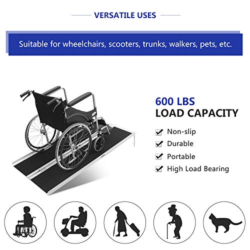 ORFORD Non Skid Wheelchair Ramp 5FT, Utility Mobility Access Threshold Ramp for Home Steps Stairs Doorways Scooter