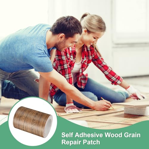 Image of M METERXITY 2-Roll Wood Grain Repair Tape, 3.15in x 15ft Textured Realistic Self-Adhesive Wood Floor Tape Contact Paper for Furniture /Floors /Home [Dark Brown Oak]