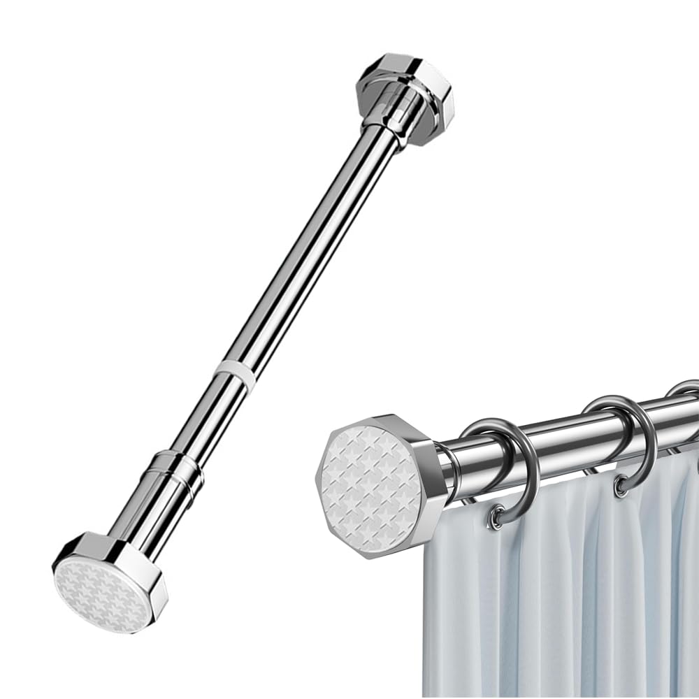 Adjustable shower curtain rod 130-230CM, no drilling required, wall safe, stainless steel curtain telescopic rod household hanging rod bathroom supplies