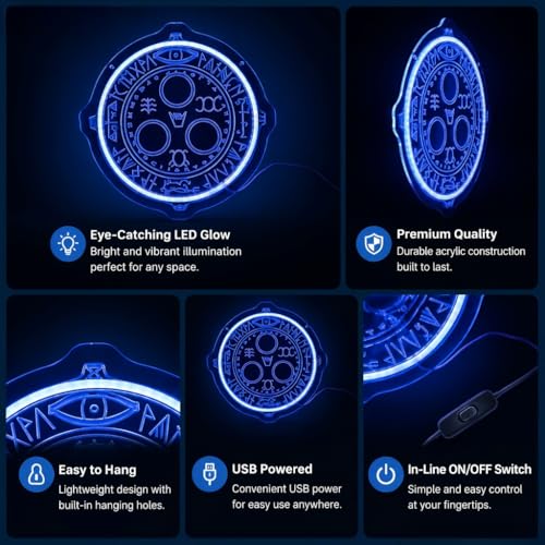 Image of Cult Leader Symbol Neon Sign - Silent LED Light for Wall Decor, Dimmable USB Powered Horror Aesthetic Night Light for Bedroom, Man Cave, Game Room, Fans Gift (Blue Light)