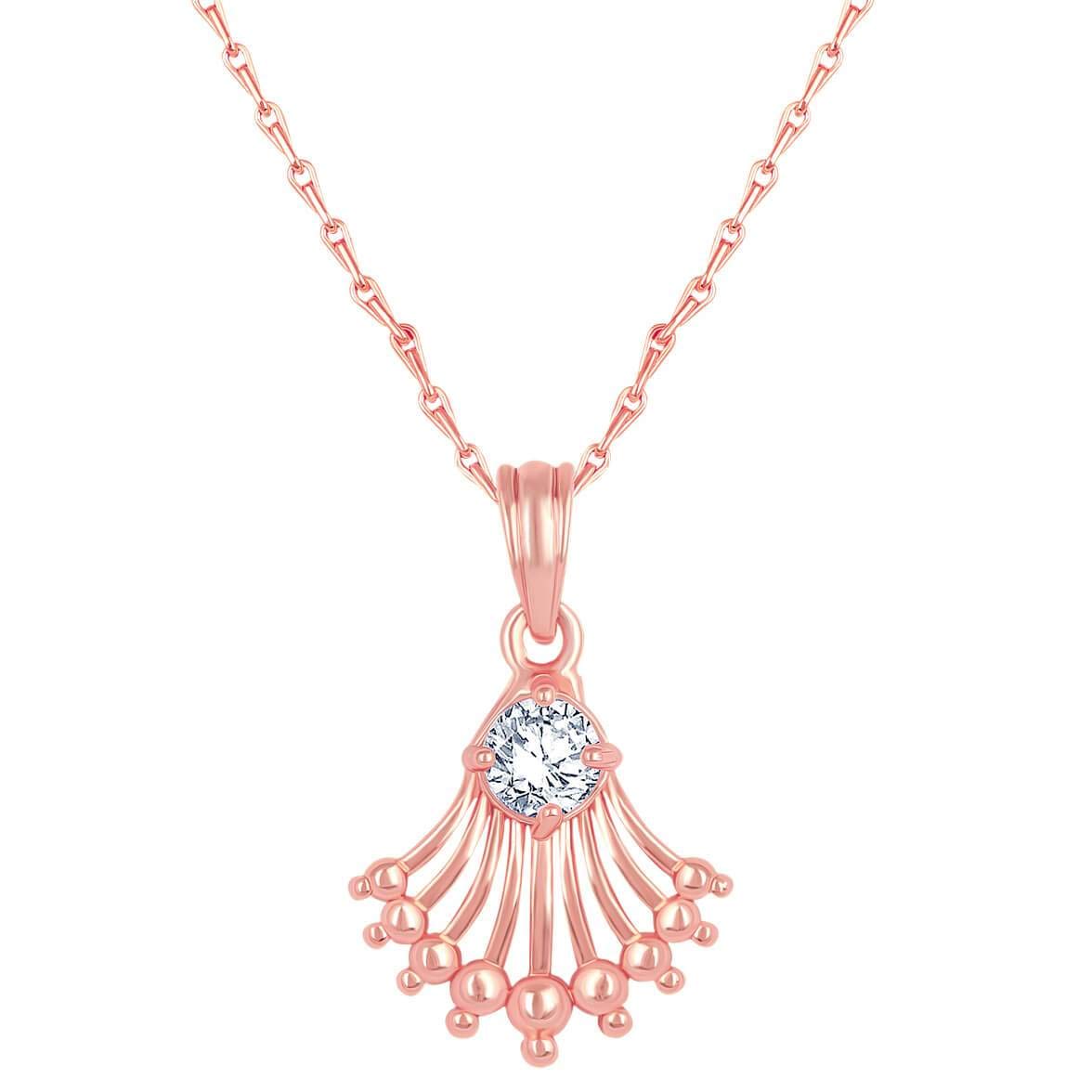 ASMITTA American Diamond Rose Gold toned Fashion Jewellery Pendant & Chain Set Gift for Women & Girls (B08HKCQHHD) Amazon Price History, Amazon Price Tracker