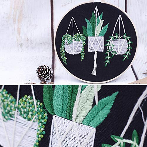 Embroidery Kits with Colorful Flower and Plant Designs; Embroidery Starter Sets with Patterns – Perfect Embroidery Beginner Kit with Hoop, Threads, Tools and Stamped Cloth
