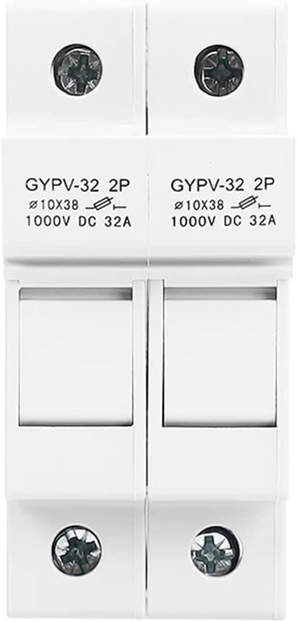 2P Parallel DC Fuse Holder 10 * 38mm PV 1000VDC Fuse Link 2A 6A 10A 15A 20A 25A 30A(Size:20A Fuse with Holder)