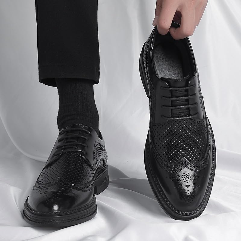 Hollow Dress Oxford Shoes for Men Brogues Breathable Men's PU Leather Oxford Shoes Classic Lace-up Formal Tuxedo Shoes Formal Dress Shoes for Wedding Party Office2