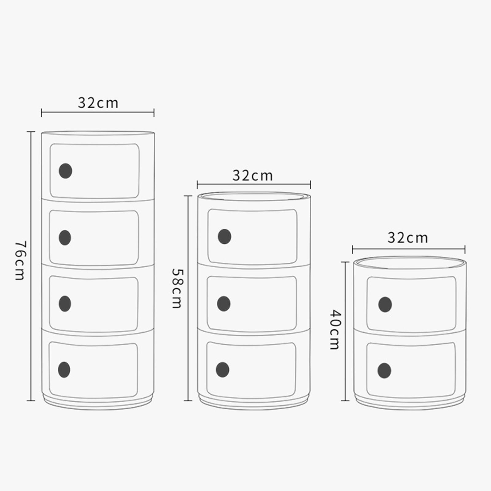 Comodino Rotondo Moderno con Contenitore - unità Comodino impilabile, mobiletto Laterale a 2 Livelli con cassetto per Camera da Letto, Soggiorno, Ufficio, Bagno, soluzioni angolari