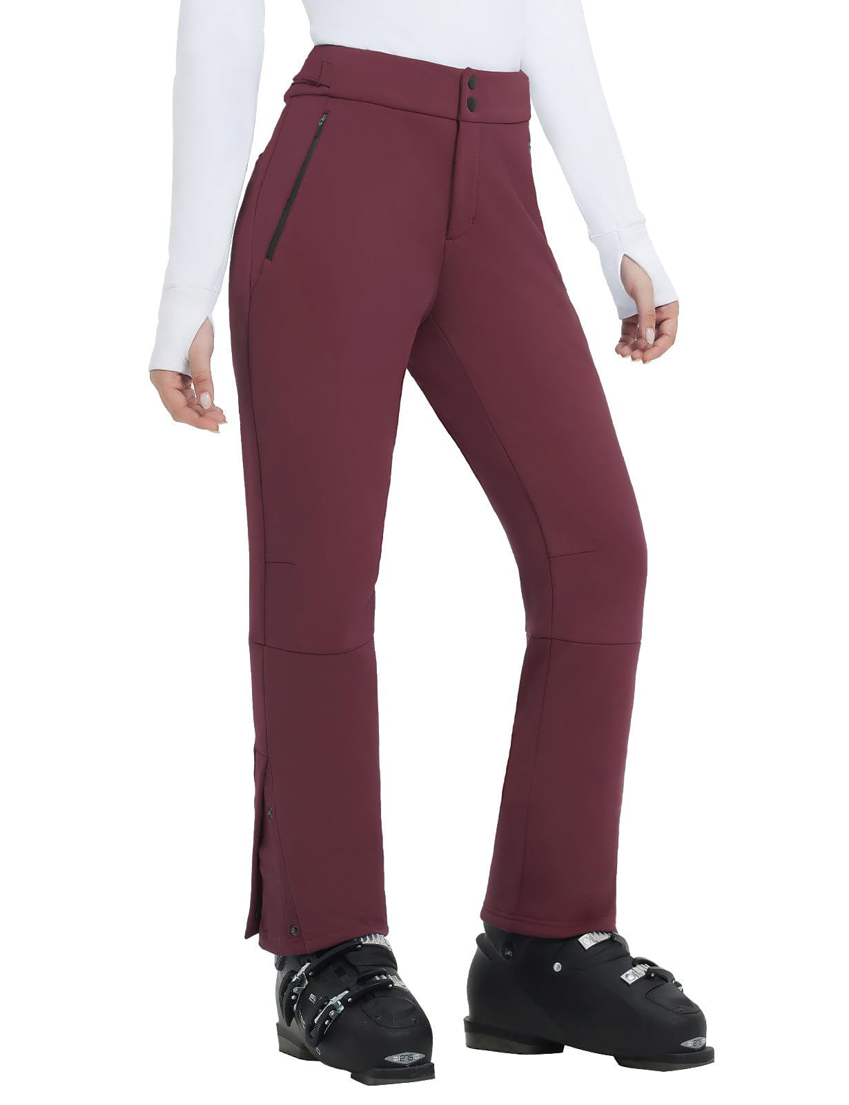 baleaf Pantaloni da sci da donna foderati in pile, impermeabili, con tasche con cerniera, per escursionismo, camminata, snowboard
