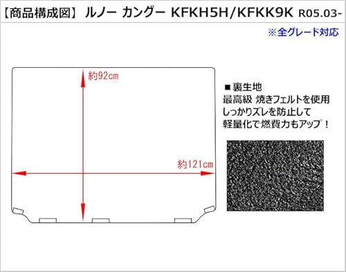 【厚さ20mm最高級マット】Aviles ルノー 互換品 カングー KFKH5H KFKK9K ラゲッジマット フロアマット トランクマット(07:無地 ベージュ)