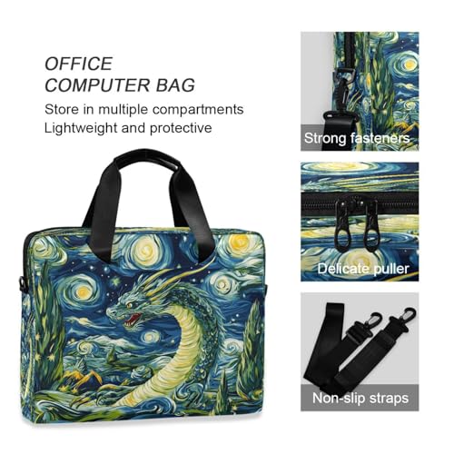 ALAZA Maletín para Laptop Estilo Van Gogh Dragón Verde miniatura 5