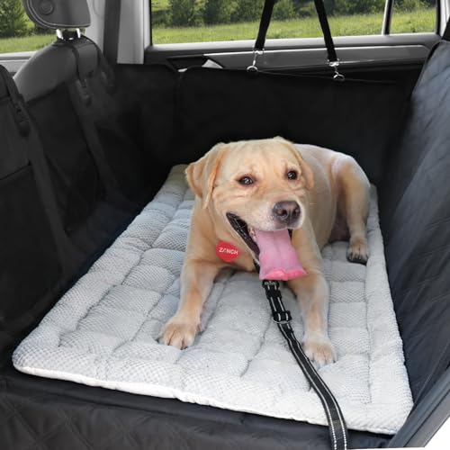 Zanch Backseat Pet Bed Mat, Soft Non-Slip Cushioned Dog Bed for Senior Dogs, Travel-Friendly Seat Cover for SUVs & Trucks, Fit for Backseat Extenders [Grey, 51